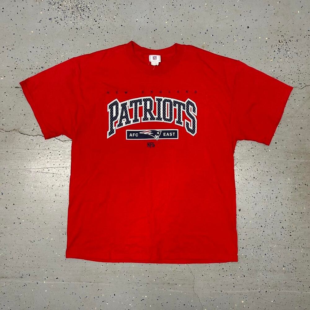 Y2K New England Patriots red and navy cotton t-shirt